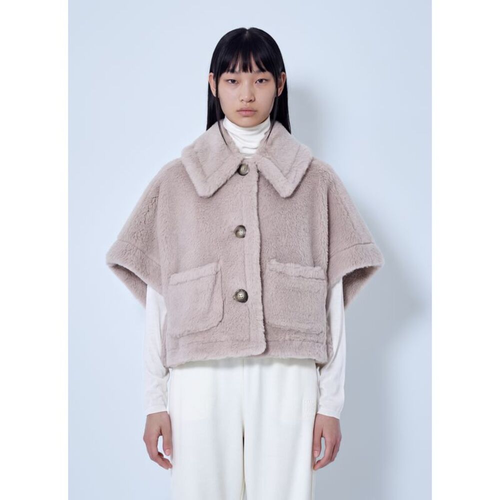 Max Mara Women Alpaca And Wool Teddy Fabric Boxy Cape